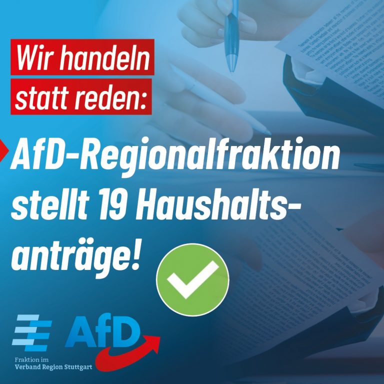 AfD-Regionalfraktion stellt 19 Haushaltsanträge