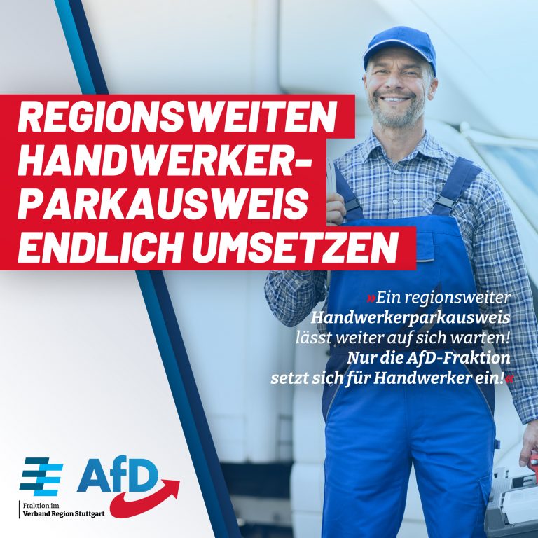 Regionsweiten Handwerkerparkausweis endlich umsetzen